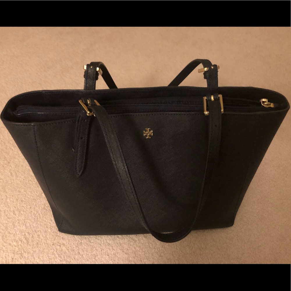 Tory Burch Leather Emerson Bag Navy Blue
